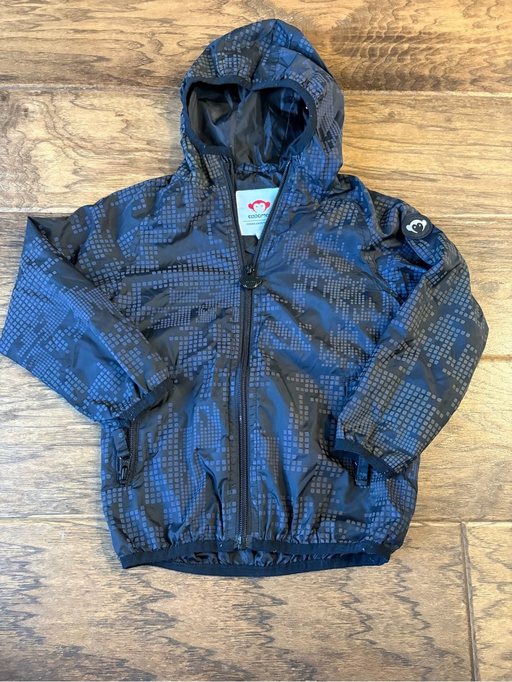 Appaman Navy/black Pixel-Pattern Hooded Raincoat
